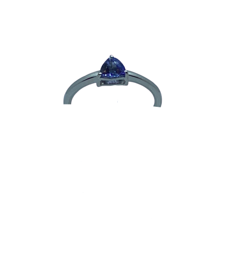 Authentic Tanzanite Trillion Gem 0.50Ct 5mm Ring 925 Sterling Silver,18k White Gold Rhodium Coated AAA