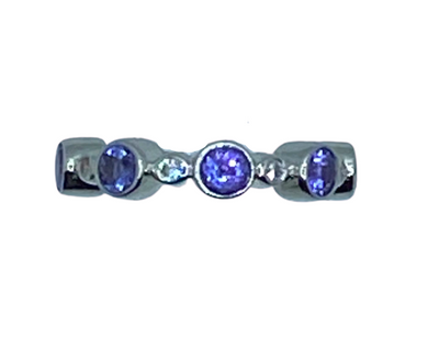 Authentic Tanzanite Round Gem 1.5 Ct Band 925 Sterling Silver, 18k White Gold Rhodium coated AAA