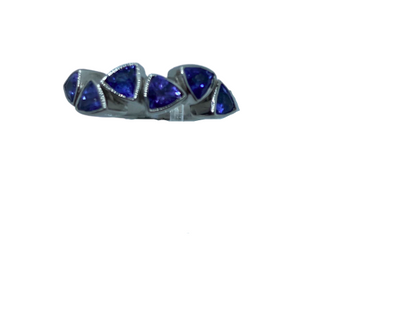 Authentic Tanzanite Trillion 4mm Gem 1.86Ct Band 925 Sterling Silver, 18k White Gold Rhodium Coated AAA
