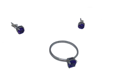 Authentic Tanzanite Round Set 925 Sterling Silver, 18k White Gold Rhodium Coated AAA